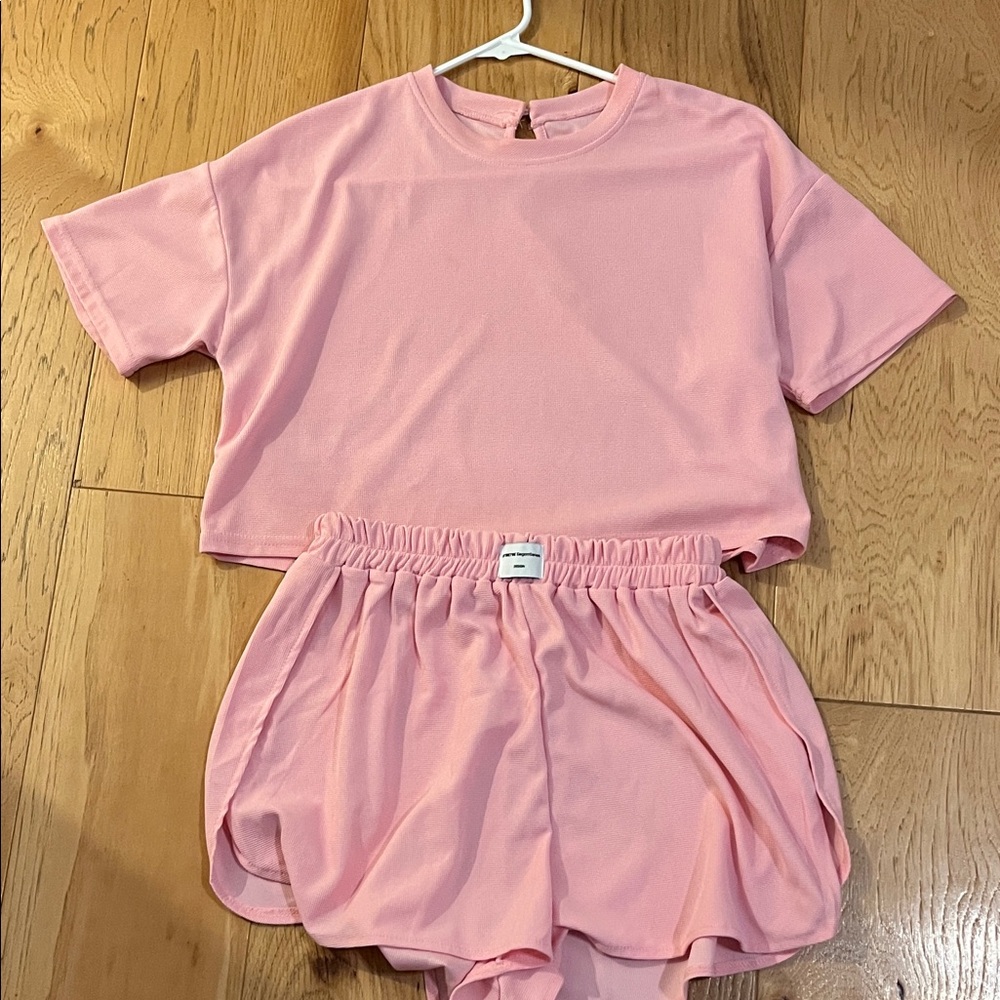 SHEIN High Waist Shorts and top in Blush Pink